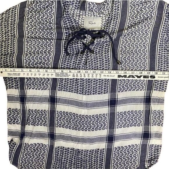 Rails Top Peasant Blouse BlueWhite Long Sleeve Tie Front Knit Size M - Picture 11 of 12